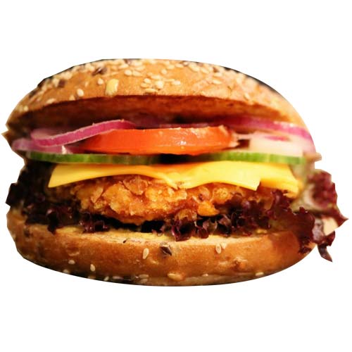 Crispy Chicken Burger mit Curry Sauce