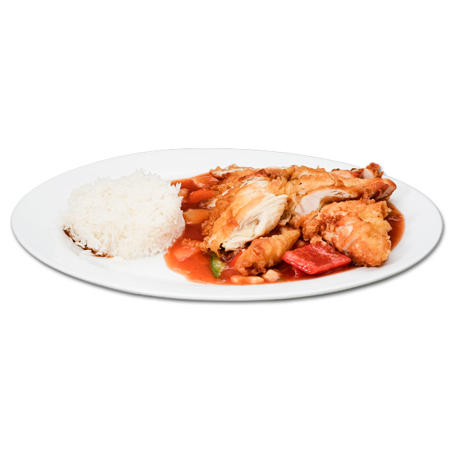 Hähnchen (süß-sauer, gebacken)