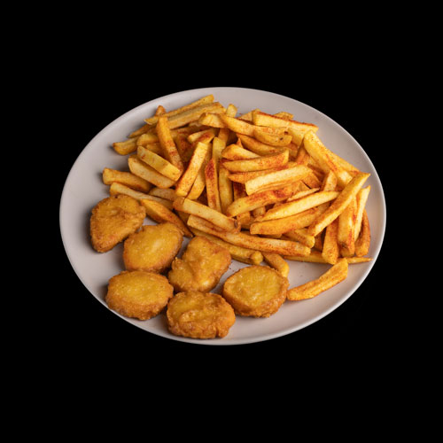 Kinderteller - Pommes frites mit Nuggets, 6 Stück