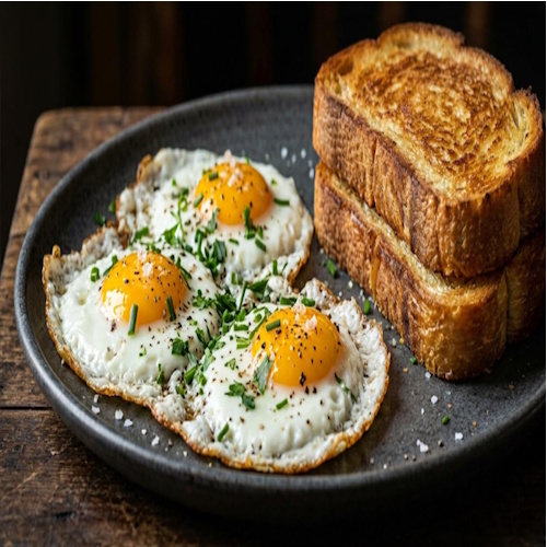 Spiegeleier mit Brot, 3 Stück