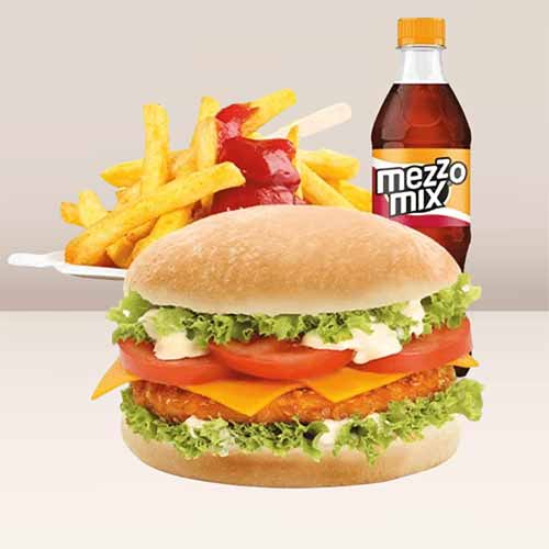 Chicken Burger Menü mit Potatos & Softdrink