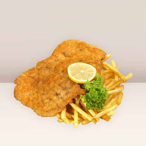 Hähnchenschnitzel mit Pommes frites