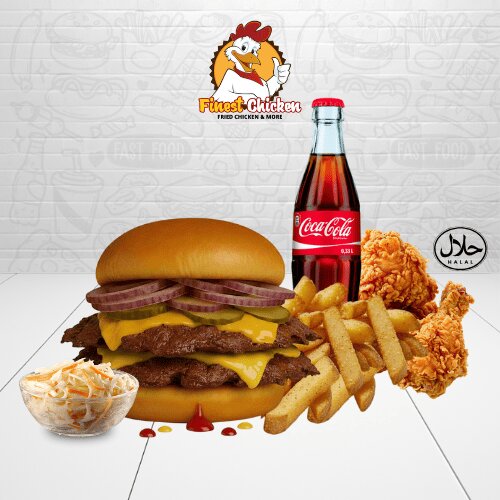 Menü - Double Smash Burger (original) mit Beilage & Softdrink