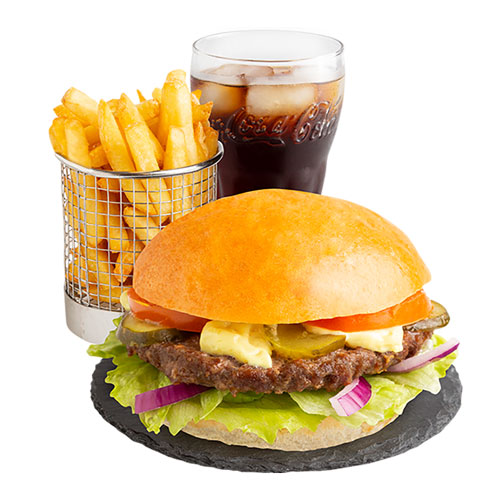 Burger Menü Normal mit Beilage & Softdrink, 250 g