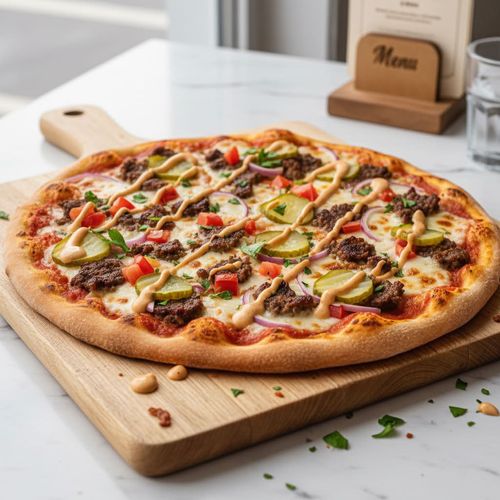 Pizza nach Cheeseburger Art