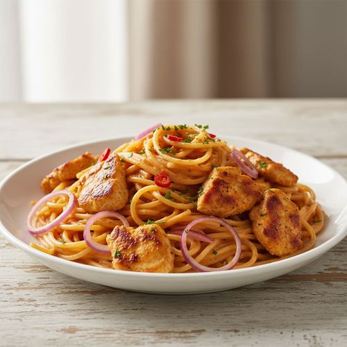 Spaghetti mit Dönerfleisch (Drehspieß)