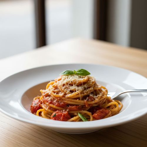 Spaghetti mit saftigen Tomaten