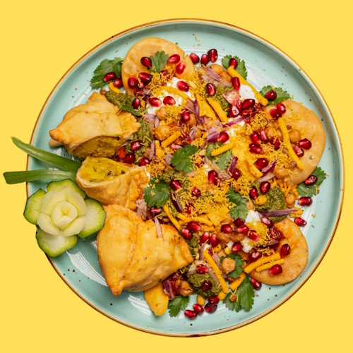 Samosa Chaat (vegetarisch)