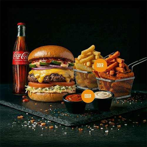 Chili-Cheese Burger Menü, 150 g