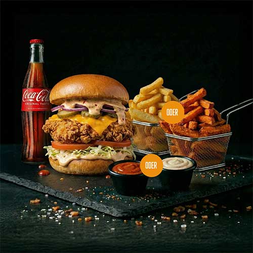 Crispy Chicken Burger Menü, 150 g