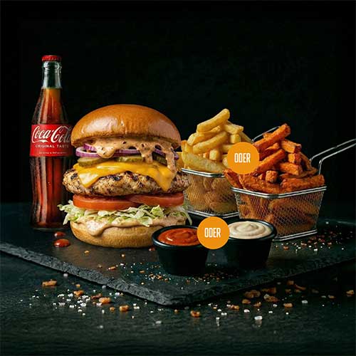 Grilled Chicken Burger Menü, 150 g