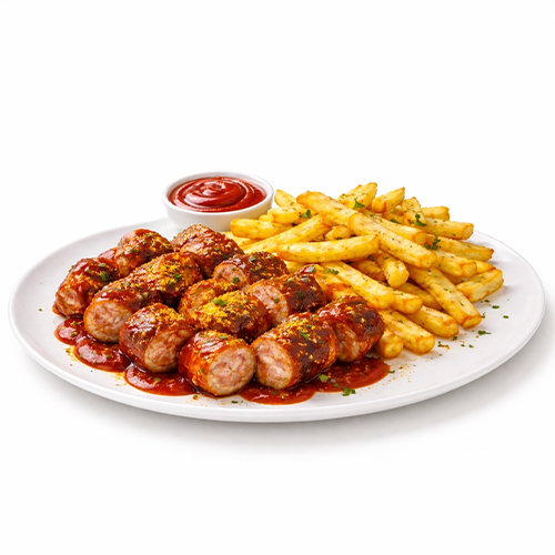Currywurst mit Pommes frites
