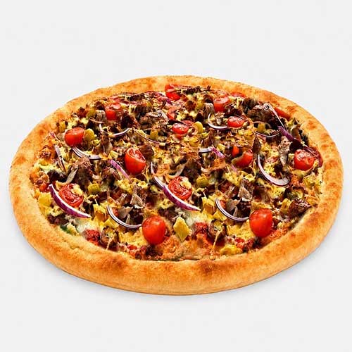 Pizza mit Döner (Drehspieß)