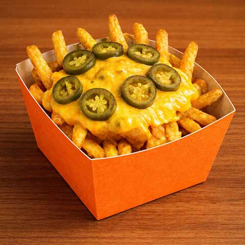 Chili-Cheese Pommes frites (scharf, vegetarisch)