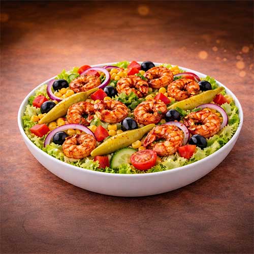 Gemischter Salat mit Black Garnelen