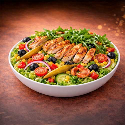 Rucola-Gemischter Salat mit gebratenem Hähnchenbrustfilet