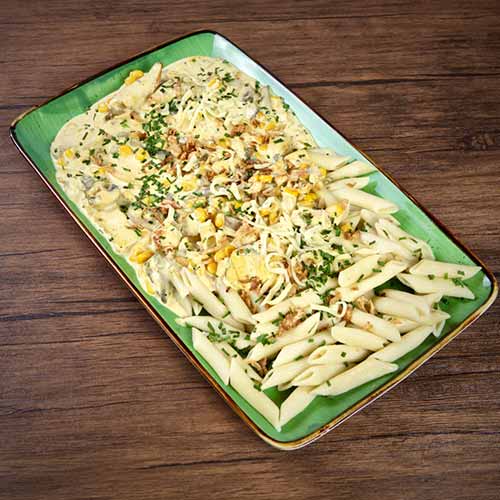 Pasta Hähnchen mit Champignon Rahm