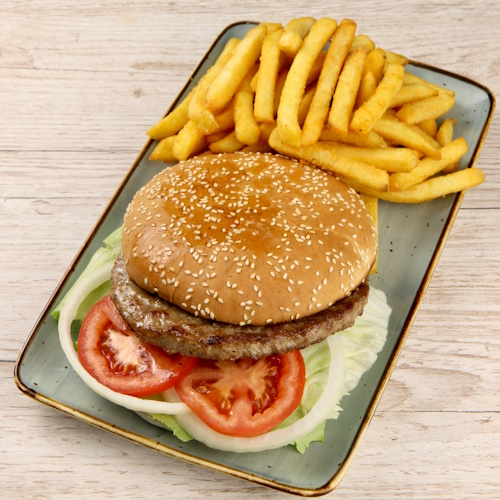 Hamburger mit Pommes frites, 180 g