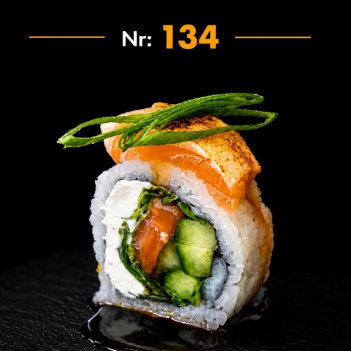 Flamed Salmon Inside Out Roll, 8 Stück