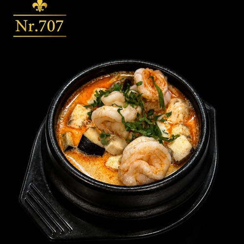 Kokossuppe mit Garnelen