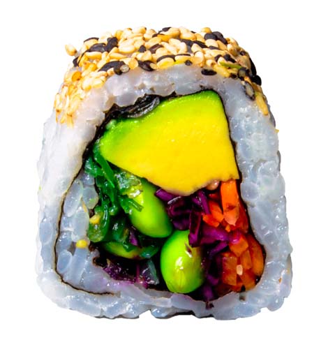 90: Inside Out Avocado, Karotte, Algen, Rotkohl, Edamame (vegetarisch, vegan), 8 Stück
