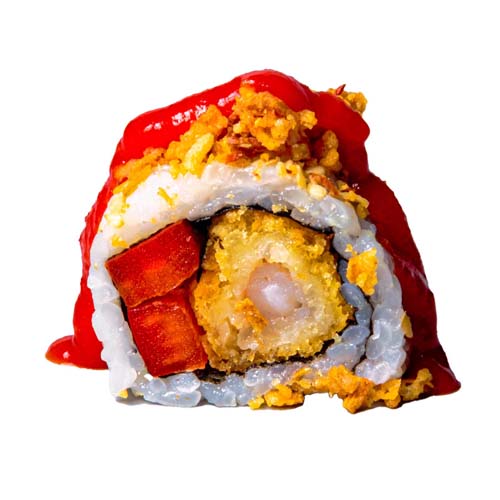 77: Inside Out Frittierte Garnele, Paprika, Röstzwiebeln, 8 Stück