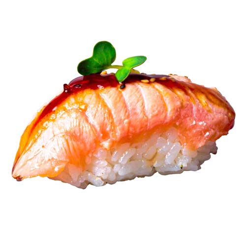 44: Nigiri Lachs geflämmt, 2 Stück