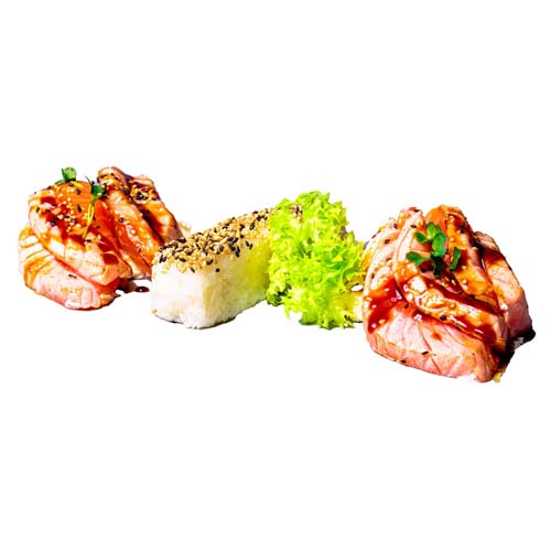 133: Sashimi Lachs geflämmt, 8 Stück